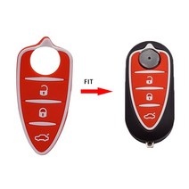 정품디자인Xinyuexin 실리콘 자동차 키 패드 알파 로메오 4C 미토 줄리에타 신화 159 GTO GTA 플립 원격, 08 Bright Red