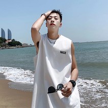 순면100%스포츠남성런닝여름루즈핏나시티셔츠농구트레이닝상의헬스나시