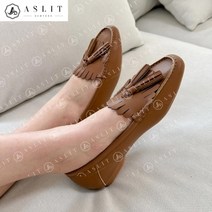[KT알파쇼핑][애슬릿] 천연 소 가죽 테슬 프린지 플랫 로퍼