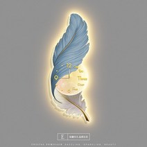 고급벽시계 LED 벽 램프 깃털 크리에이티브 침실 침대 옆 복도 거실 그림, 28.E - 58x160cm