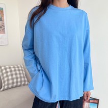 커밍투유 여성 바이오워싱 긴팔 박스 티셔츠