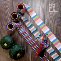 메종드아씨 빛고운 색동 띠 리본 모음/한복 리본/색동 리본, 1마, 공단색동