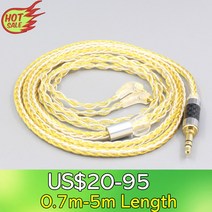해외구매 LN007286 Etymotic ER4SR ER4XR ER3XR ER3SE ER2XR ER2SE 용 8 코어 실버 골드 도금 브레이드 이어폰 케이블 정석, 17.2.5mm 4 pole - 0.7m