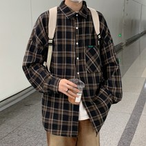 청 데님 오버핏 체크 가을 남성 브라운 셔츠 남방 와이셔츠 정장 코트 와이셔츠 린넨 골덴 패딩
