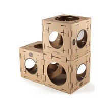 고양이집 고양이 숨숨집 스크래쳐 하우스 놀이터, 바닥판 2개가 포함된 3팩(30cm)