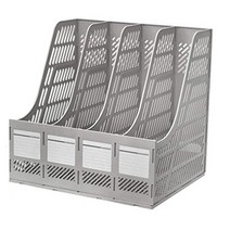 File Rack Documents Organizer Holder Magazine Sorter Desktop Box Book Shelf Plastic Storage 4 Slot F, 1