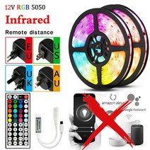 LED스트립 5M 20M 조명 블루투스 Alexa 스마트 컨트롤 Luces RGB 50, [02] 12V IR control, [03] UK Plug, [03] 20m Full Set