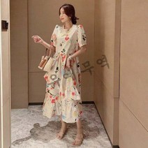 여성 원피스 프릴 롱원피스 하와이 스타일