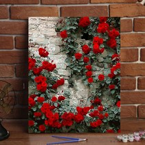 캔버스 유화 그리기 세트 해외DIY 명화그리기 대형 장미 꽃 플라워 숫자 그림 색칠하기, 239 - 장미 벽