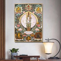 천수 관음 보살 불교 종교 큐빅 그림 만들기 비즈 대형 diy 보석십자수 재료 세트, 80x105cm 전체 원형 큐빅