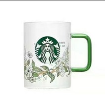 2022 스타벅스 컵 이화컵 대용량 그린 손잡이 투명 유리컵 커피컵, 단배