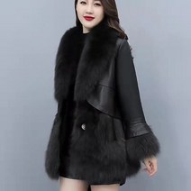 폭스퍼 롱패딩 경량 야상 모피 코트 여성 자켓 코트 2022 겨울 새 가죽 자켓 슬림 중간 길이 여우 모피 pu 가죽 코트 바느질 haining 코트