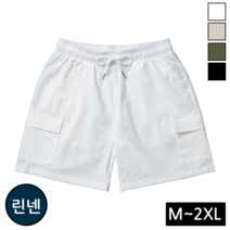 이브 남녀공용 린넨 밴딩 스판 카고 반바지 빅사이즈 (6142-1)