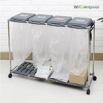 웰굿즈 재활용 분리수거함 4단, Gray, 1개