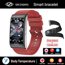 혈당 시계 2023 비침범성 스마트 워치 IP68 방수 ECG PTT 혈압 심박수 건강 팔찌, [07] Red Silicone A