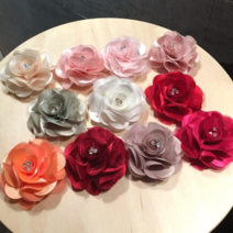 공단 큐빅 장미 코사지 - 소 이중핀, 핫핑크