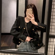 노카라코트 린코트 여성코트 연예인 스타일 봄 새로운 프랑스어 트위드-긴팔 탑 화이트 레트로 기질 우아한 짧은