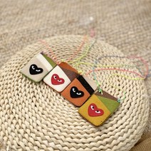 카드지갑 만들기 하트패치 바느질 수납 펠트diy, 주황+갈색+아이보리