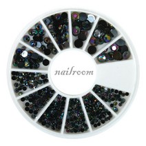 네일 스톤 파츠 세트 / 네일스톤 네일파츠 스터드 모음, 1개, [no. 004]  블랙 원형 캔디스톤세트