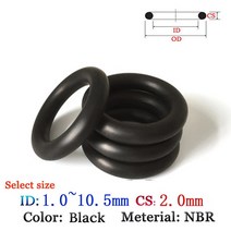 고무와셔 오링 실리콘 구리 스텐 cs2.0mm id1.0-10.5mm nbr 고무 o-링 와셔 씰 플라스틱 개스킷 필름 오일 및 물 개스킷 씰링, 10개, cs-2.0mm-블랙, 아이디-10.0mm