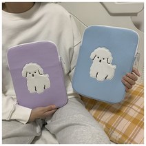 복실복실 흰둥이 파스텔 태블릿 노트북 아이패드 파우치, 블루