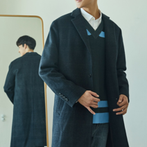 By파크랜드 PARKON 프리미엄 울 블렌드 싱글 2버튼 롱 코트B.GOL20406