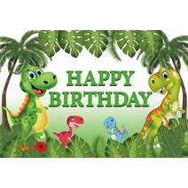 공룡 세계 사진 배경 정글 동물 사파리 야생 생일 축하 파티 소년 장식 배너 소품, Vinyl  210x150cm+에메랄드