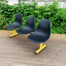 버스정류장의자 야외용벤치 야구장 공원용 3인벤치의자 플라스틱 공공장소, 3인승 무광 블랙 의자 옐로우 발