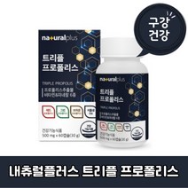 내츄럴플러스 트리플 프로폴리스 구강 향균 항산화 식물성 츄어블 캡슐 비타민 미네랄 30g, 30g×2개