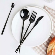 스텐 심플 모던 커트러리 (블랙 로즈골드 실버) 6type, 디너포크