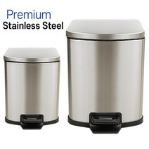 페달휴지통 무소음 인테리어휴지통 재활용분리수거함 스테인레스 화장실 종량제휴지통 쓰레기통, 1_사각은색(5리터)1개