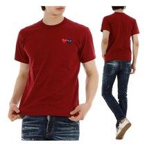 꼼데가르송 AZ T226 RED 더블하트 와펜 반팔 티셔츠