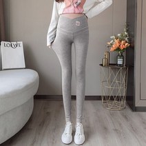 겨울 임산부 레깅스 요가 트링닝 복 v 낮은 허리 봄 만화 니트 cotto 임신 여성을위한 옷 임신 스키니 바지
