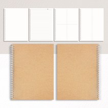 노트의달인 연습장 유선 스프링 캠퍼스 노트 공책 8색 8개입, 크라프트 스프링노트 B5/ 무지내지 × 1권