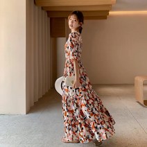 아르무아 태리 여성 여름 빅사이즈 맥시 밴딩 휴양지 롱 원피스