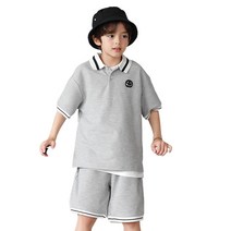 더베이지 여름 주니어 남아 반팔 세트 사키 피케 상하 SET B3145 아동 초등학생 반바지 상하복