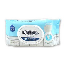 비데 물티슈 60매 캡형 물에 잘 녹는 청결티슈, 1, 비데물티슈 60매