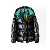 남성 유광 짧은 다운 재킷 잘 생긴 코트 유럽 스테이션 겨울