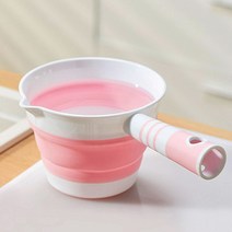 소프트 폴딩 바가지(핑크) 목욕 휴대용 자루바가지, 상세 참조