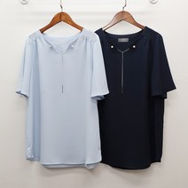 빅걸스토리 여성용 빅사이즈 목걸이 포인트 정장 실키한 고급 블라우스