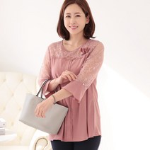 백합사 레이스 소매 코사지 블라우스[P211BL434]