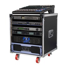 이동식 오디오 믹서 콘솔 보관 장착용 하드 랙 케이스, 브레이크 휠이 있는 10U