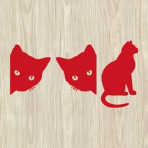 오피스왕국 고양이 cat4 그래픽 스티커 동물스티커, 레드