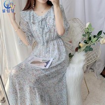 셀럽당 플라워 원피스 허리 여밈으로 날씬해 보이는 기질 선녀 스커트 쉬폰 롱스커트 공주스커트