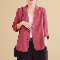30대 여성자켓 코튼 린넨 캐주얼 블레이저 재킷 새로운 2022 빈티지 용 40대