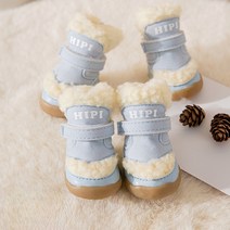 강아지 겨울 신발 어그 반려견 크록스 4Pcs/Set Winter Warm Dogs Shoes Cute Boots Snow Walking Cotton, 02 A-Blue_05 5