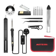 Meterk MK15 납땜 인두기 세트 전기인두 용접 납땜 다리미 솔더링 아이언, 1세트