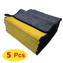 세차용품 rag for carwashing tools 마이크로 화이버 타올 주방 수건 디테일링 카 인테리어 드라이 클리닝 가전 microfiber cloth, 5개-노란색, 크기-30x30cm