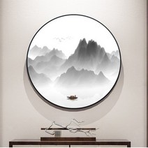 minjing 3D전체DIY 큐빅 보석 십자수세트 dx 수묵 원형 풍경 신형 거실 대기 산수화, 1개, 90*90cm