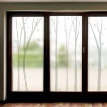 [천삼백케이] [꾸밈] ph533m-무점착유리시트무채색빛자작나무숲2유리문시트지, A타입